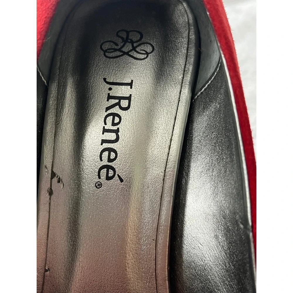 J. Renee Starlet Red Suede Studded Pumps Heels‎ Size 9M Silver Studs Platform